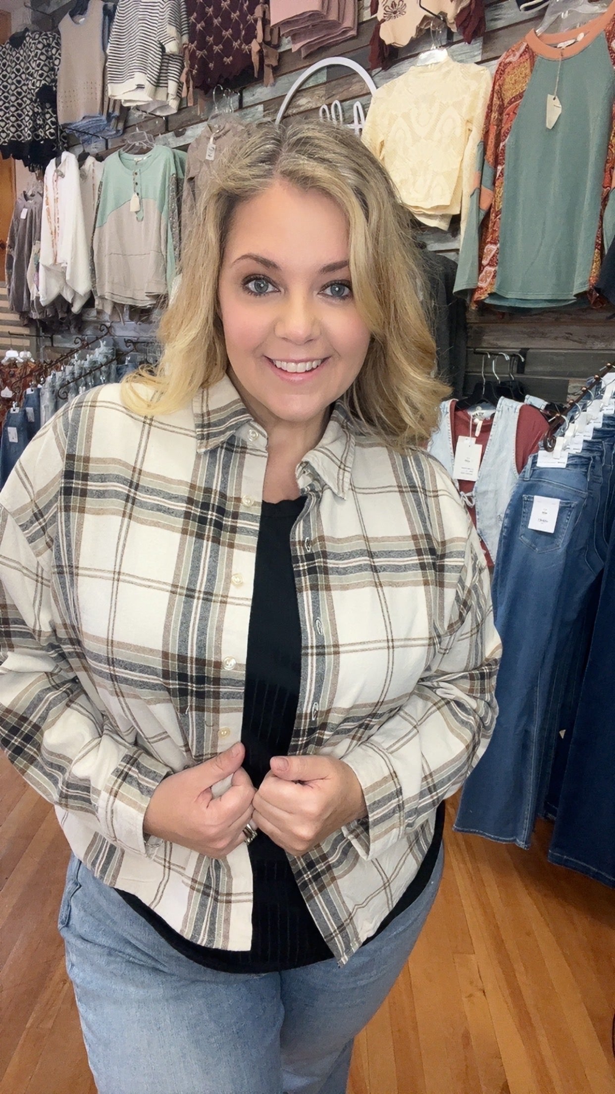 Sandstone Plaid Top
