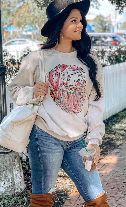 Water Color Santa Crewneck