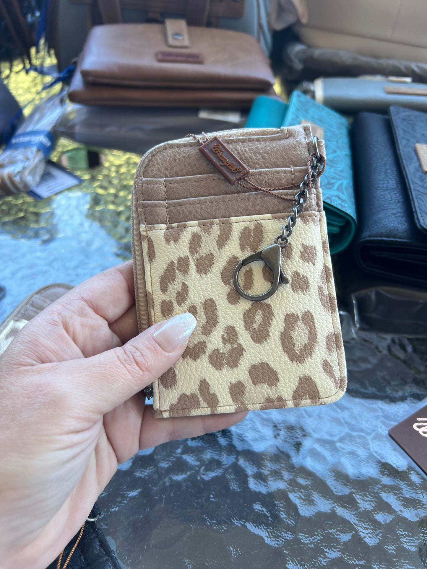 Wrangler Cow Print Mini Zip Card Case