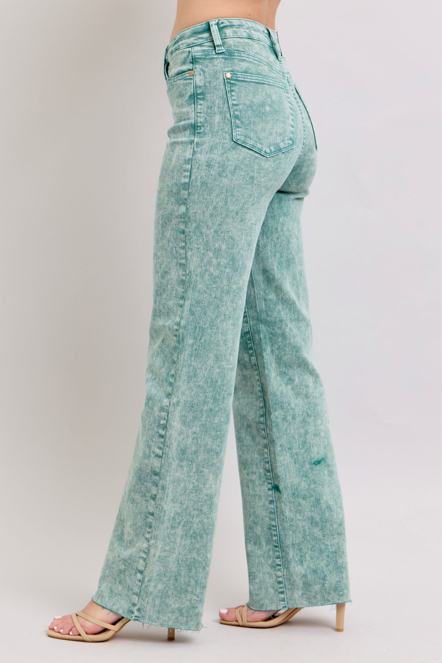 Sea Green Judy Blue Dad Jeans