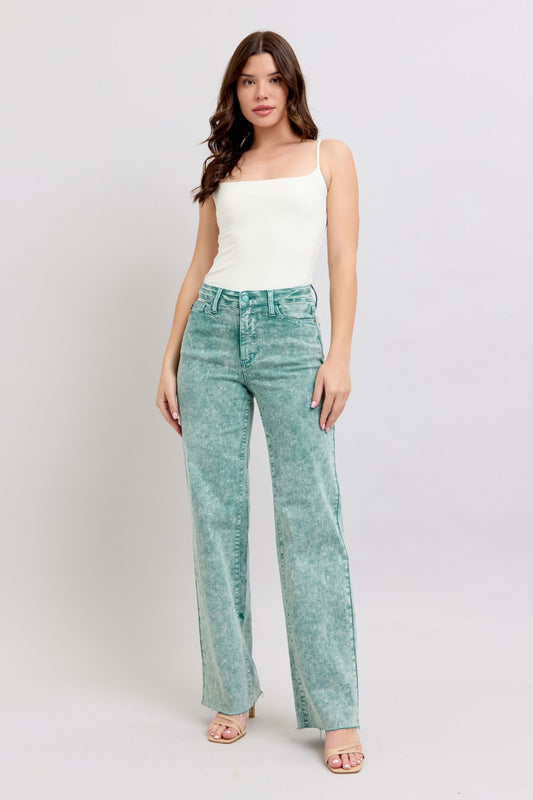 Sea Green Judy Blue Dad Jeans