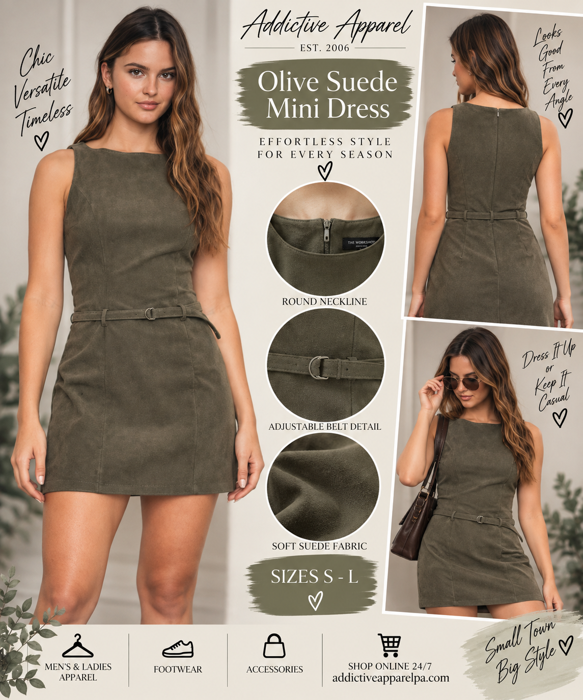 Olive Suede Mini Dress