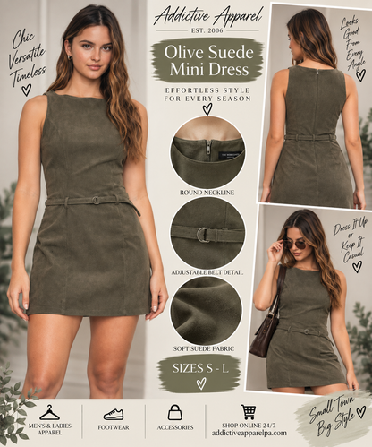 Olive Suede Mini Dress
