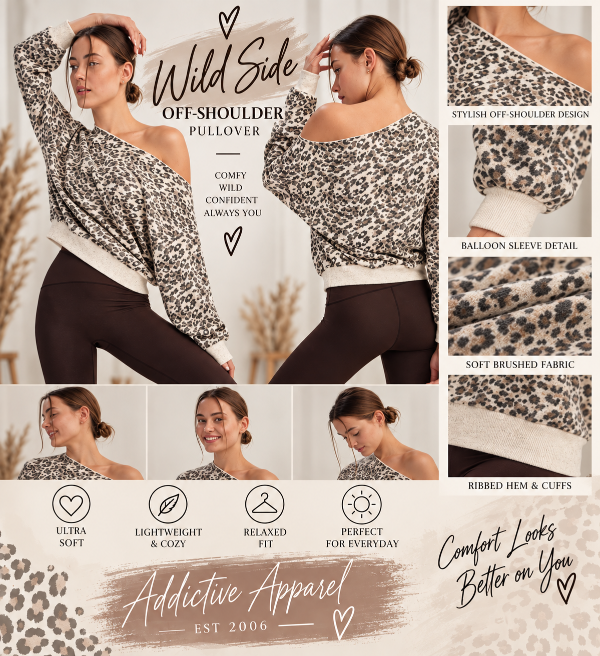 Wild Side Off Shoulder Pullover