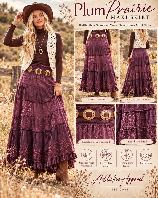 Plum Prairie Maxi Skirt