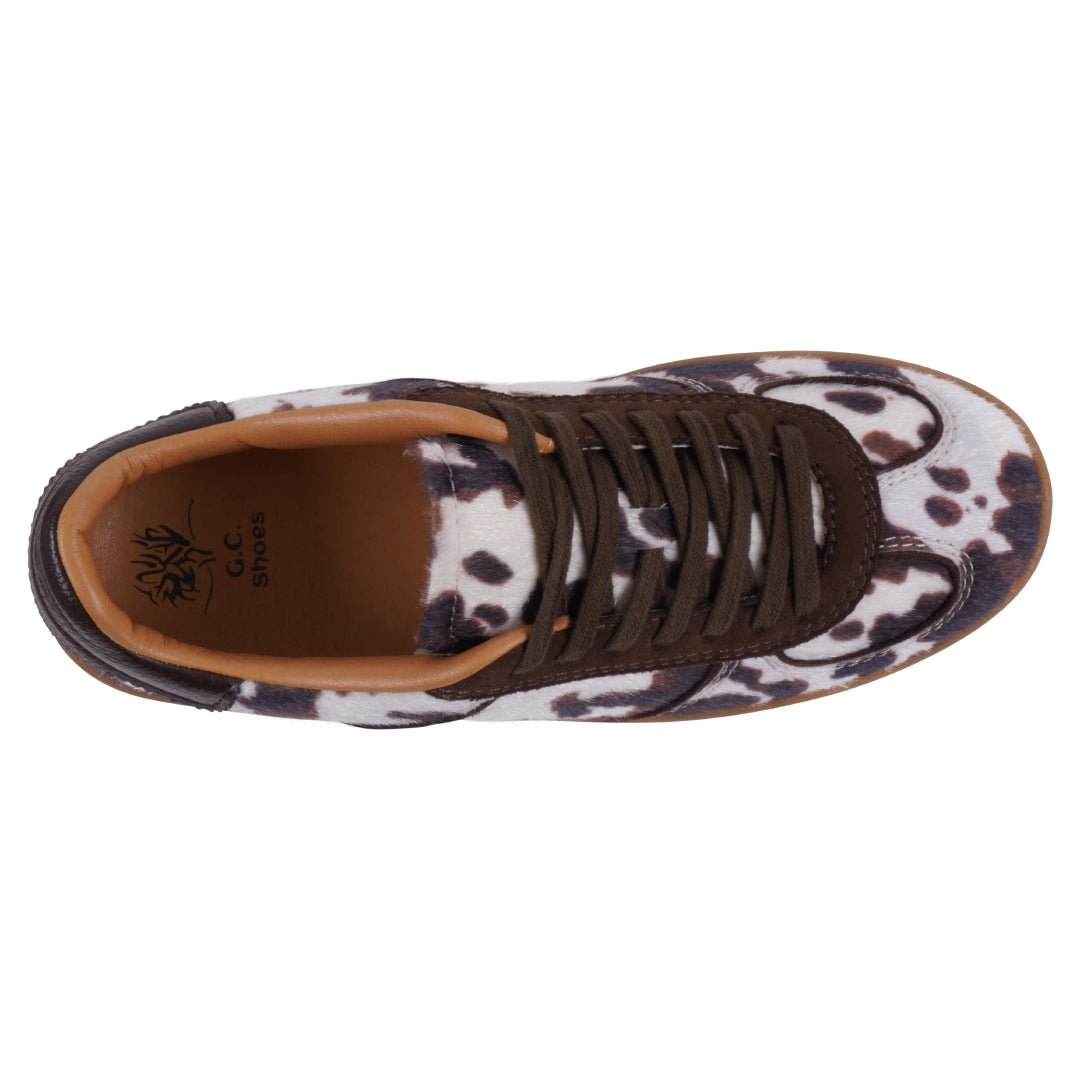 Women's Milan Cow Print Lace Up Sneaker