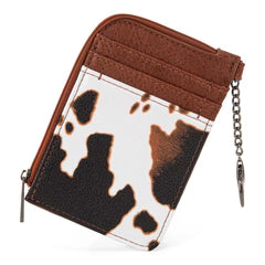 Wrangler Cow Print Mini Zip Card Case