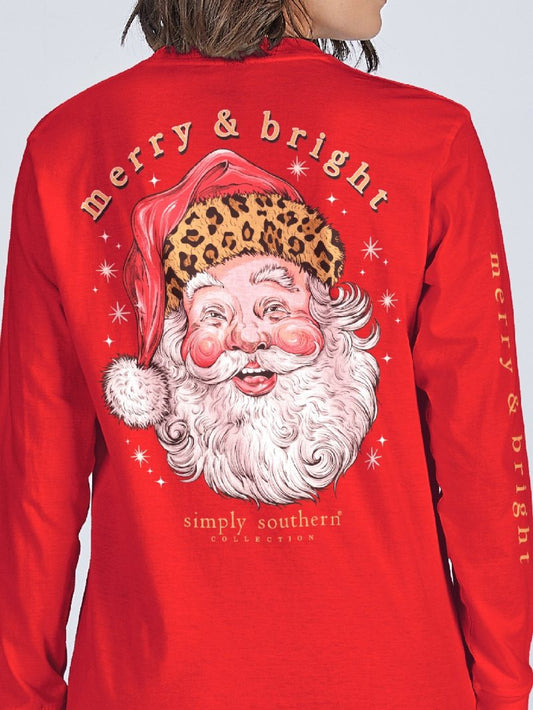 Simply Southern Youth Leopard Santa Longsleeve