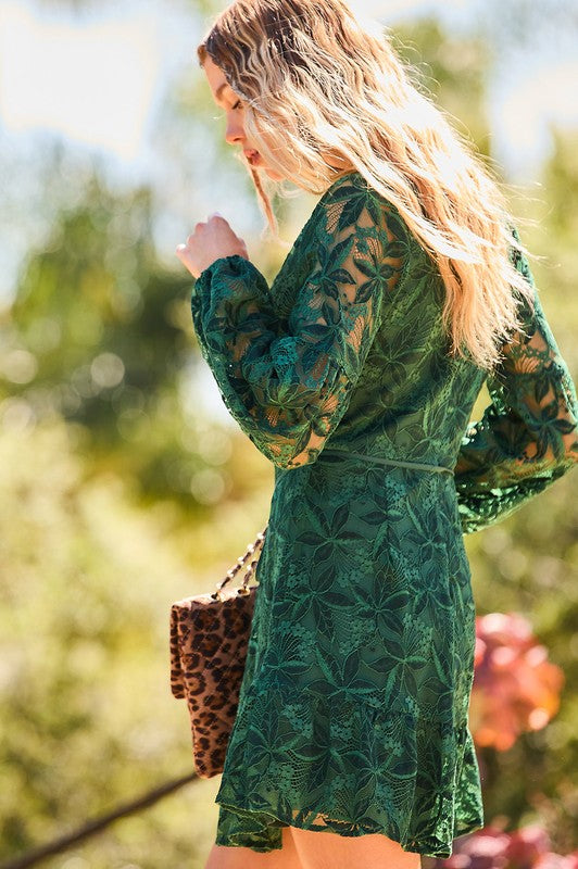 Hunter Green Lace Dress