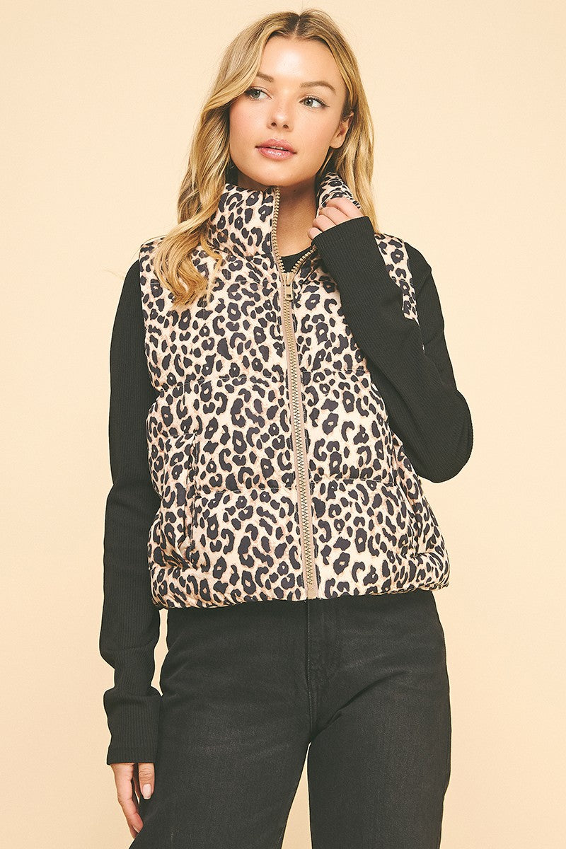 Leopard Puffer Vest