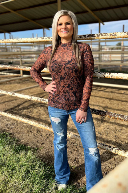 Country Roads Leather Mesh Top