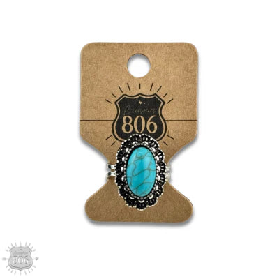 Western Oval Stone Adjustable Ring
