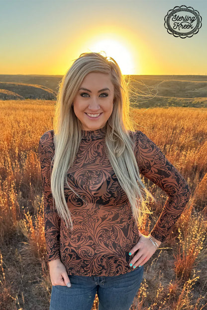 Country Roads Leather Mesh Top