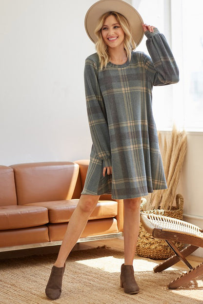 Cocoa And Marshmallow Plaid Dress