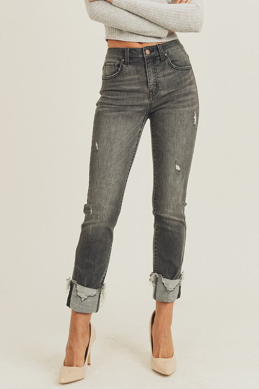 Stunning & Stylish Cuffed Straight Denim (L7)