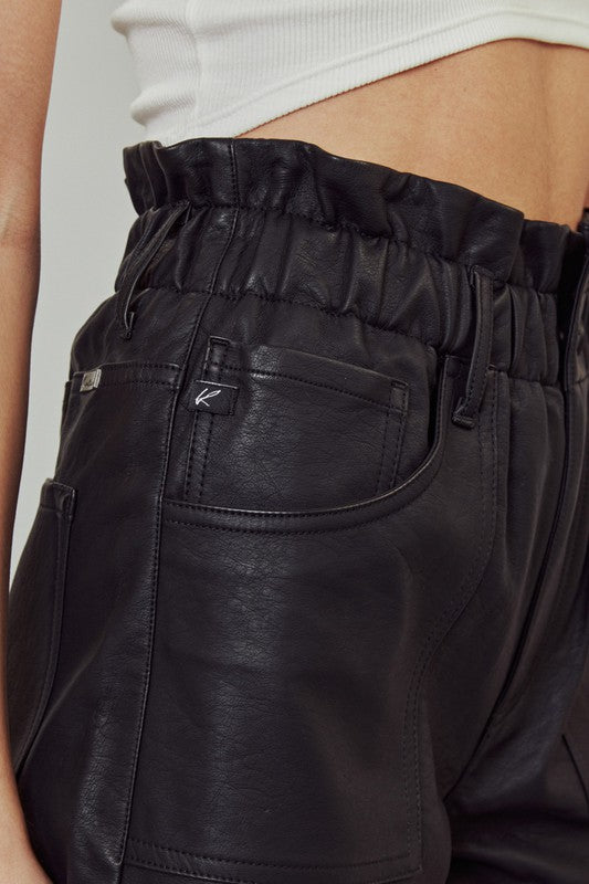 Black Vegan Leather Shorts