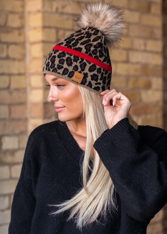 Leopard Stripe Knit Hat