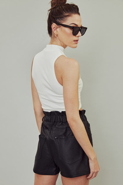 Black Vegan Leather Shorts