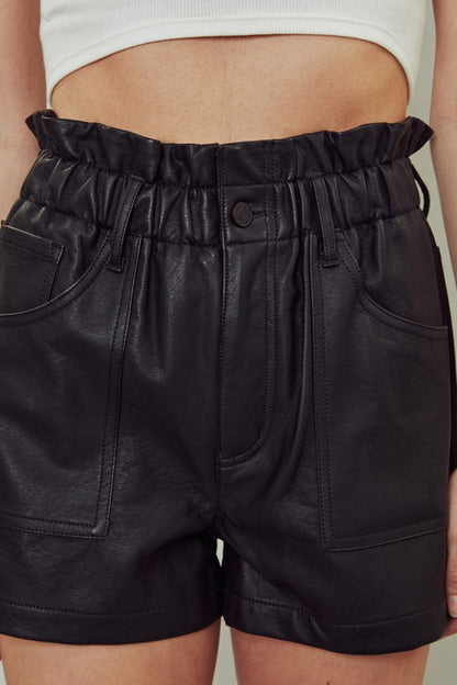 Black Vegan Leather Shorts