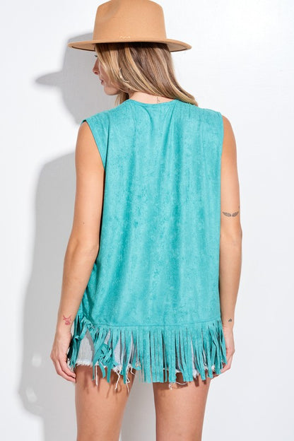 Turquoise Fringe Vest