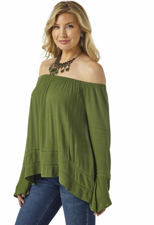 Olive Peasant Top