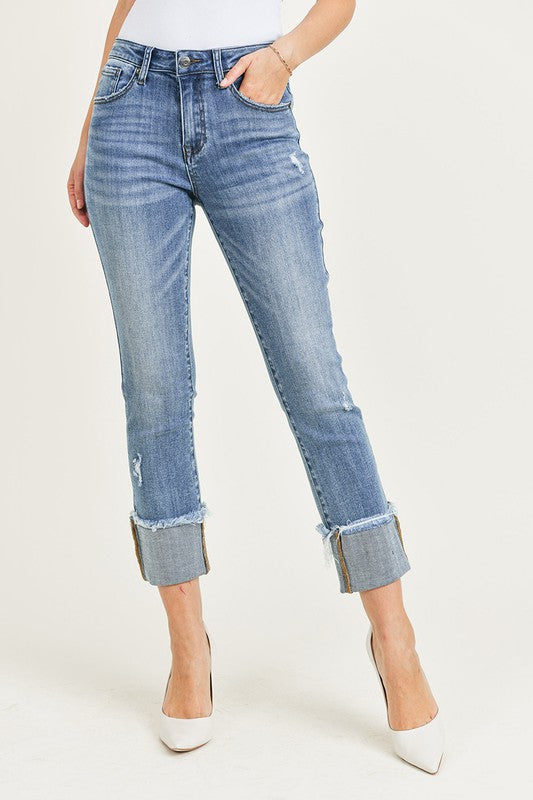 Never Lonely Cuffed Straight Jeans (L7)