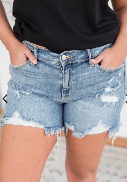 Judy Blue Destroyed Hem Shorts